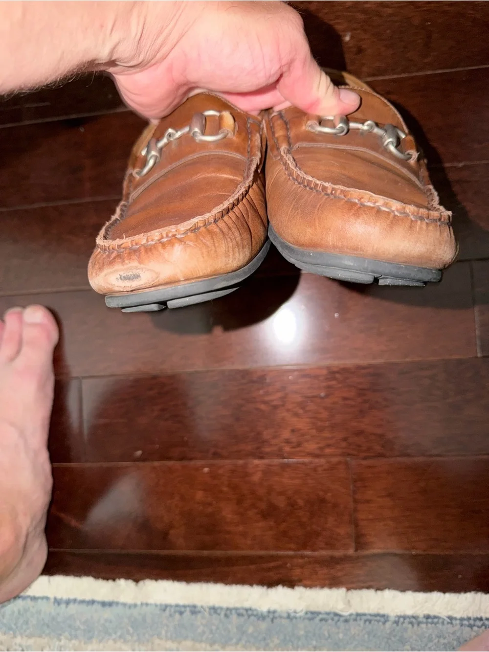 Allen Edmonds Cognac Brown Leather Bit Loafers